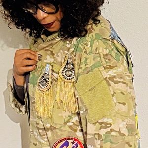 SOLD🚨🔥Upcycled camouflage denim patch jacket